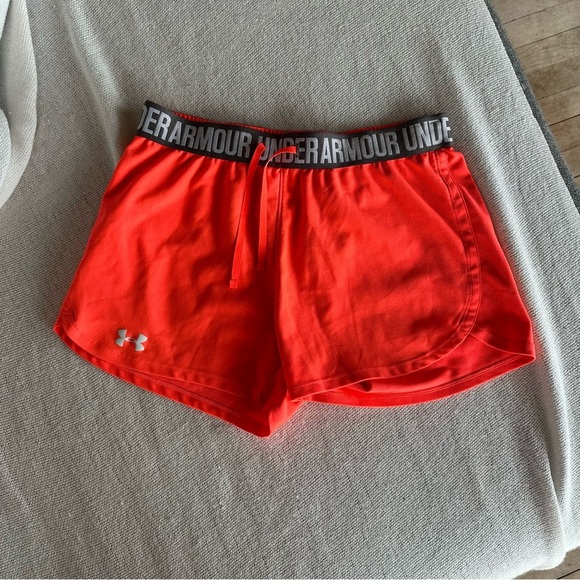 Under Armour Red and Black Athletic Shorts - Picture 2 of 5